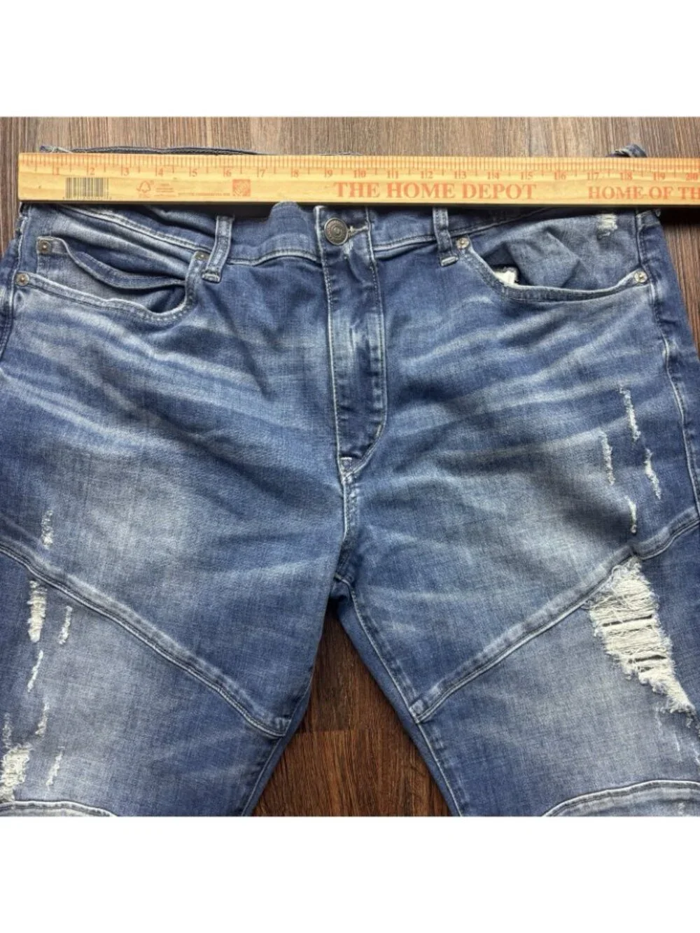 True Religion Geno Relaxed Slim Biker Jeans Distressed Medium Wash Men’s Size 38